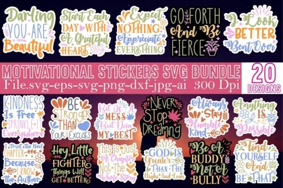 Download Motivational Stickers SVG Bundle - Sticker Collection