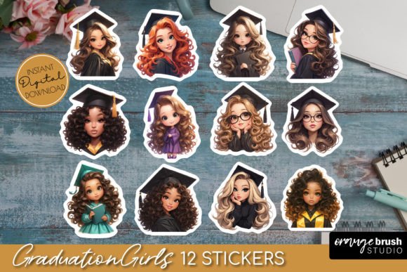 Download Graduation Girl Printable Sticker Bundle - Sticker Collection