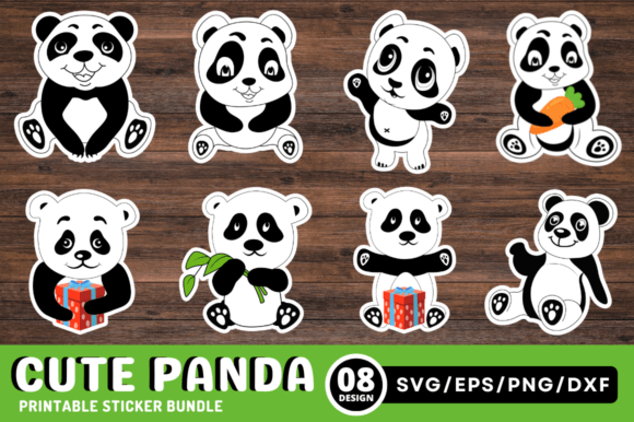 Download Cute Panda Printable Sticker Bundle - Sticker Collection