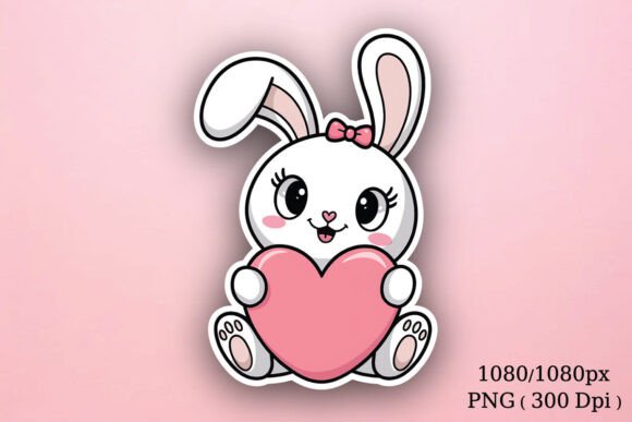 Download Cute Bunny Valentines Day Sticker, PNG - Sticker Collection