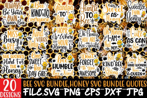 Download Bee Stickers Bundle, Honey Bundle Quotes - Sticker Collection