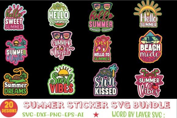 Download Summer Sticker SVG Bundle - Sticker Collection