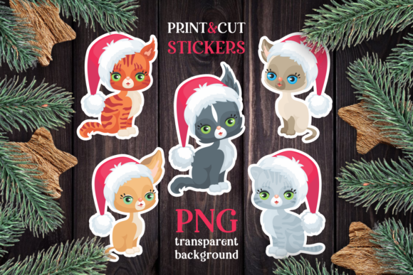 Download Cats Christmas Print and Cut Stickers PN - Sticker Collection