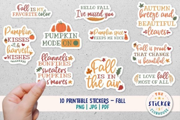 Download Printable Fall Stickers | Fall Bundle - Sticker Collection