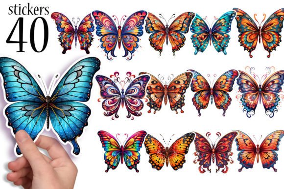Download 40 Butterfly Printable Stickers PNG - Sticker Collection