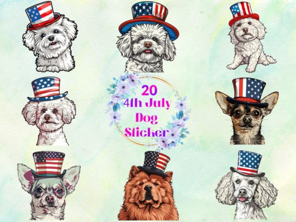 Download 4th July Dog Sublimation Stickers - Sticker Collection