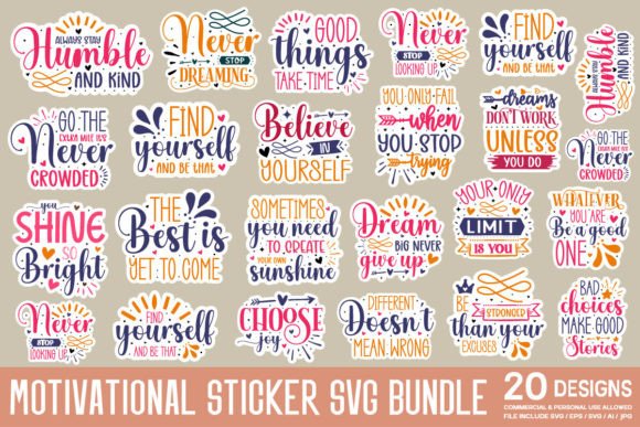 Download Motivational Sticker Svg Bundle - Sticker Collection