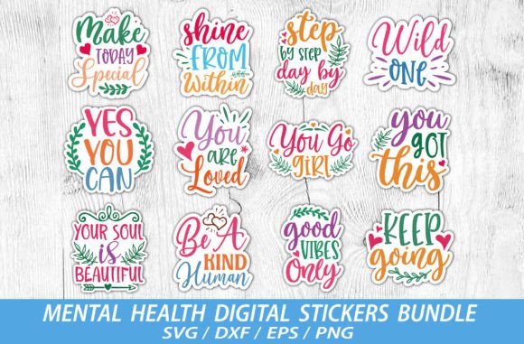 Download Mental Health Stickers Bundle - Sticker Collection
