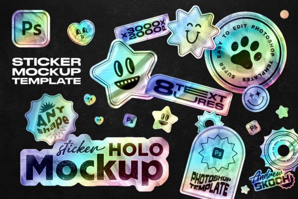Download Holographic Sticker Mockup - Sticker Collection