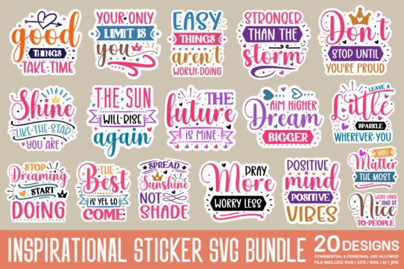Download Inspirational Sticker Svg Bundle - Sticker Collection