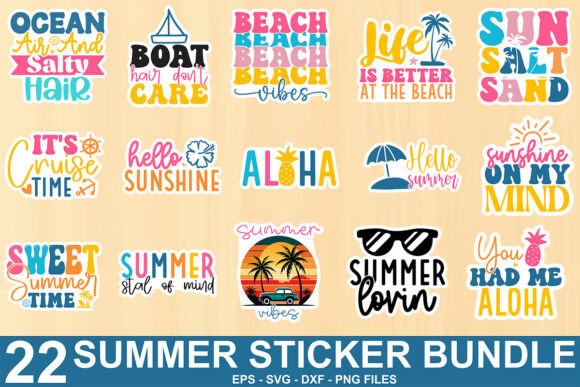 Download Summer Sticker SVG Bundle - Sticker Collection