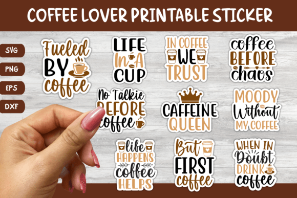 Download 10 Printable Coffee Quote Sticker Bundle - Sticker Collection