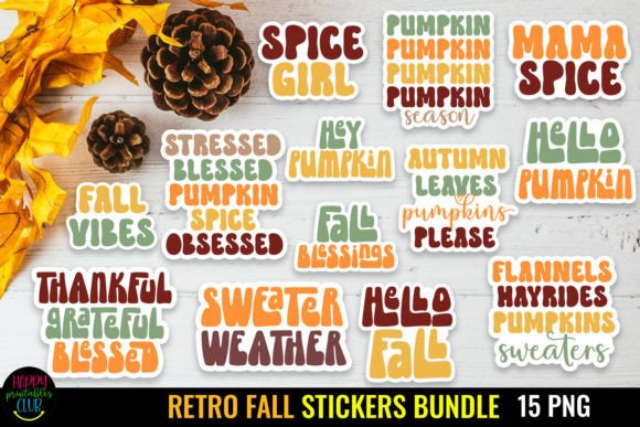 Download Retro Fall Stickers Bundle I Fall PNG - Sticker Collection