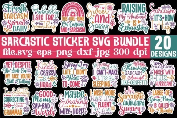 Download Sarcastic Sticker SVG Bundle - Sticker Collection