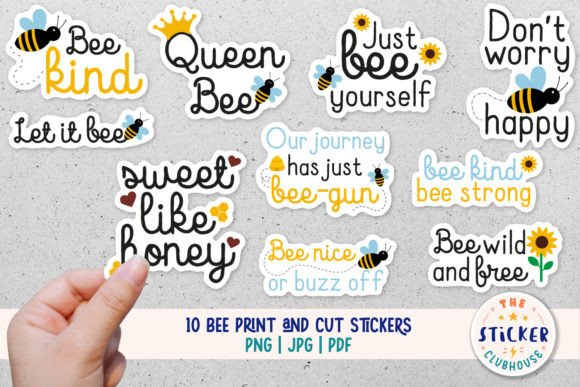 Download Bee Sticker Bundle | Bee Print and Cut - Sticker Collection