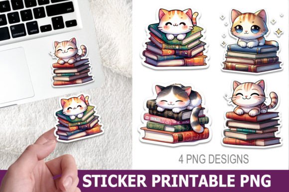 Download Halloween Cat and Books Sticker Designs - Sticker Collection