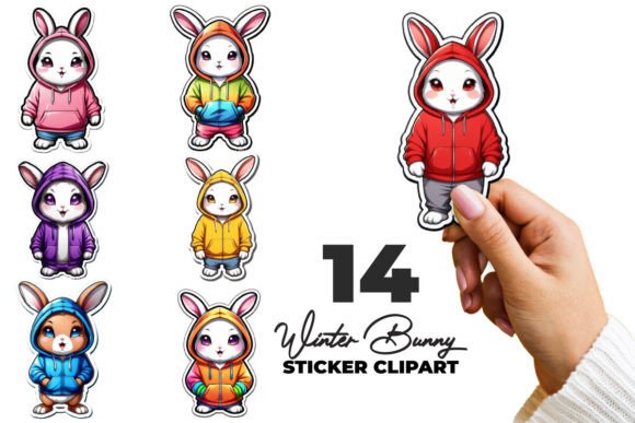 Download Winter Bunny Stickers Clipart Bundle - Sticker Collection