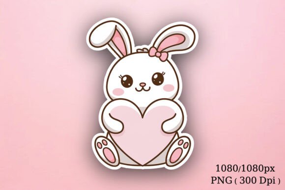 Download Cute Bunny Valentines Day Sticker, PNG - Sticker Collection