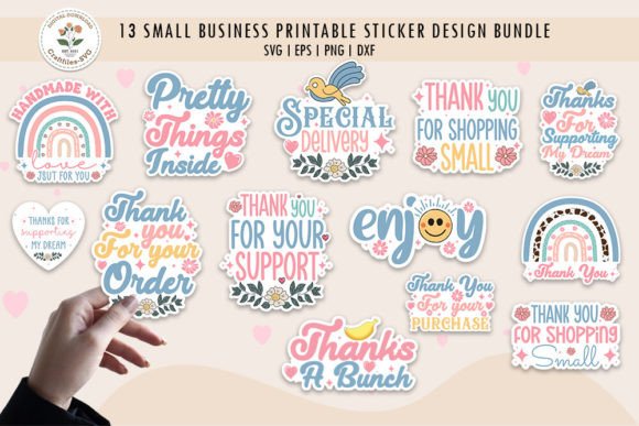 Download Small Business Printable Sticker Bundle - Sticker Collection