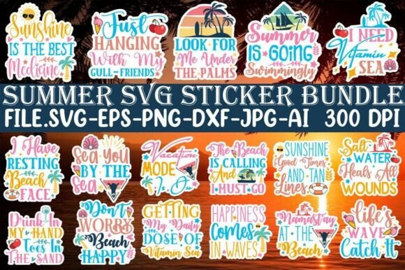 Download Summer Sticker SVG Bundle - Sticker Collection
