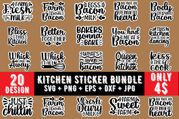 Download Huge Kitchen 20 STICKER Design Bundle - Sticker Collection