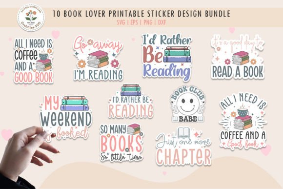 Download Bookish Printable Sticker Bundle - Sticker Collection