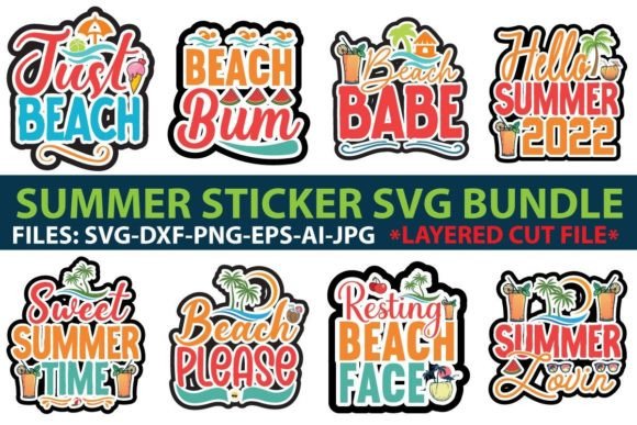 Download Summer Sticker SVG Bundle - Sticker Collection