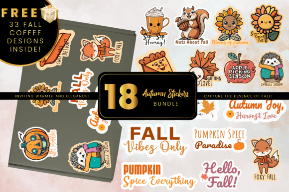 Download Fall Sticker Bundle Clipart PNG - Sticker Collection