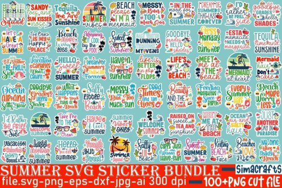 Download Funny Summer Sticker SVG Bundle - Sticker Collection