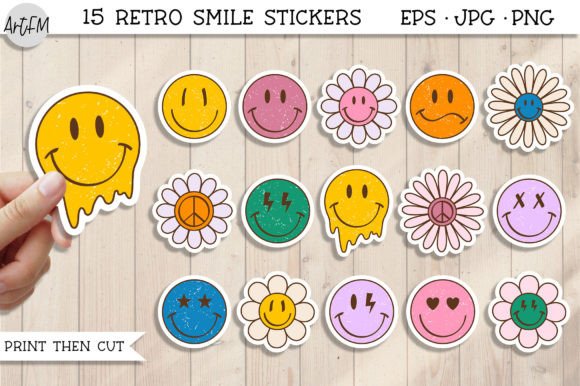 Download Retro Smile Face Groovy Sticker Pack - Sticker Collection