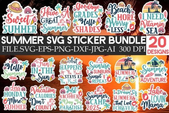 Download Summer Sticker SVG Bundle - Sticker Collection