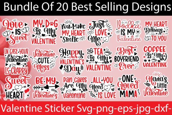 Download Valentine Sticker SVG Bundle - Sticker Collection