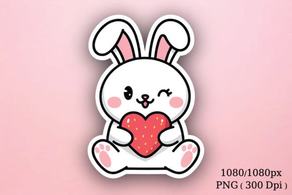 Download Cute Bunny Valentines Day Sticker, PNG - Sticker Collection