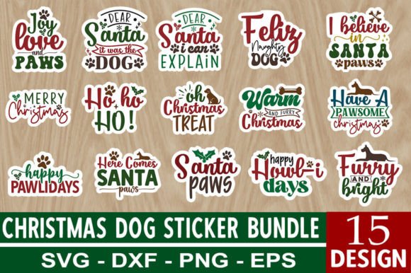 Download Christmas Dog Sticker Design Bundle - Sticker Collection