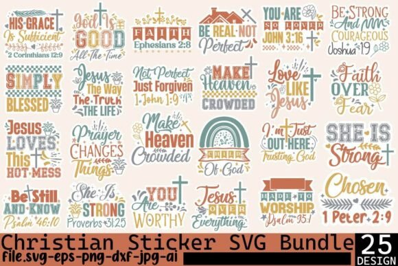 Download Christian Sticker SVG Bundle,Printable - Sticker Collection