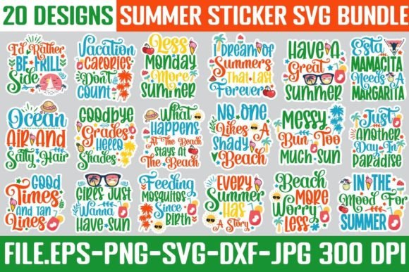 Download Summer Sticker SVG Bundle, Printable SVG - Sticker Collection