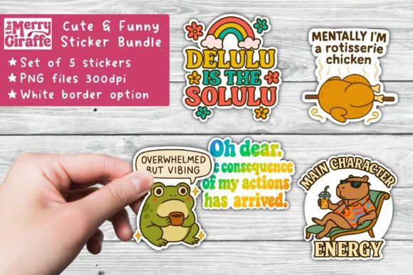 Download Set of 5 Cute Sticker Bundle - Sticker Collection