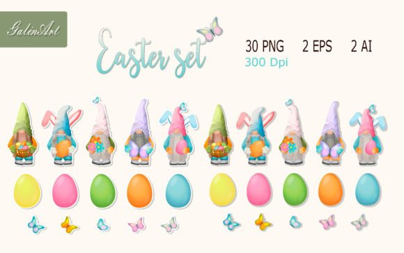 Download Easter Set with Gnomes, PNG. Stickers. - Sticker Collection