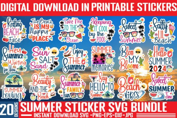 Download Summer Sticker SVG Bundle, Printable SVG - Sticker Collection